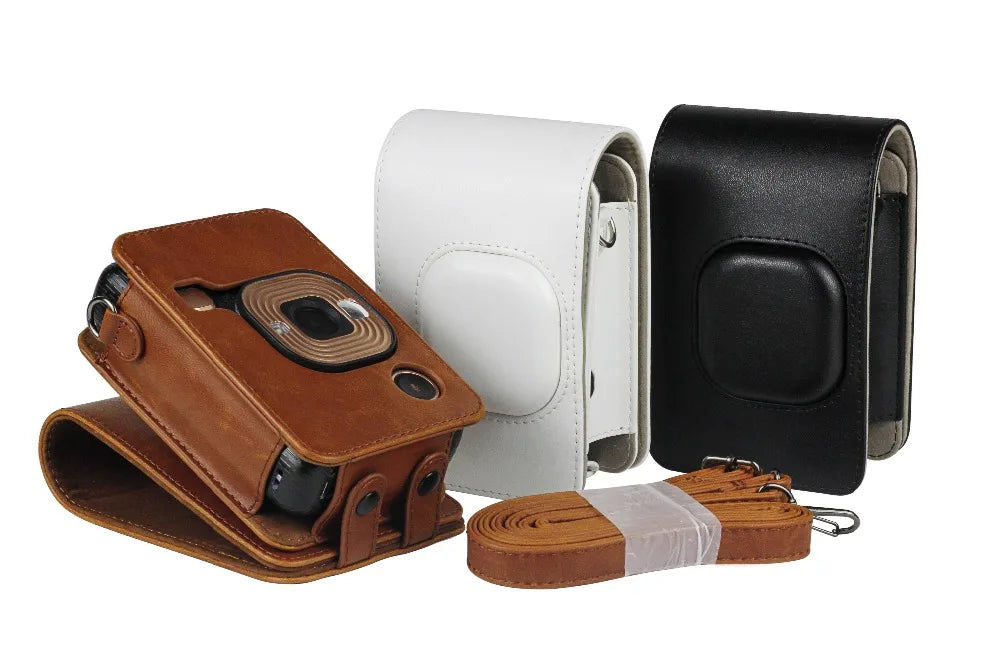 For FUJIFILM Instax Mini Liplay Hybird Instant Film Camera Retro PU Leather Case Carry Shoulder Bag Black Brown White-13