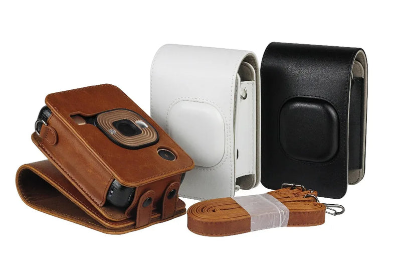For FUJIFILM Instax Mini Liplay Hybird Instant Film Camera Retro PU Leather Case Carry Shoulder Bag Black Brown White-13