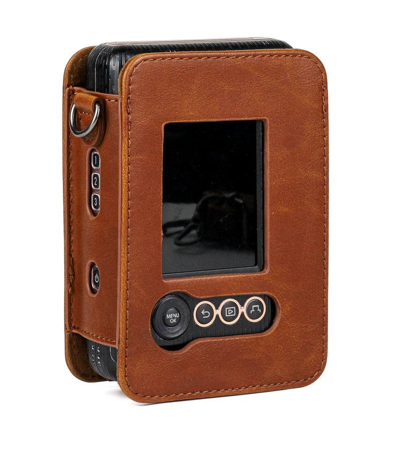 For FUJIFILM Instax Mini Liplay Hybird Instant Film Camera Retro PU Leather Case Carry Shoulder Bag Black Brown White-2