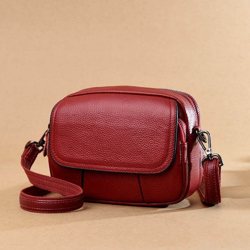 Genuine Leather Women's Casual Fashion Bag Women Messenger Bag Small Shoulder Bag Crossbody Bags for Real Cowhide Women Handbags-16