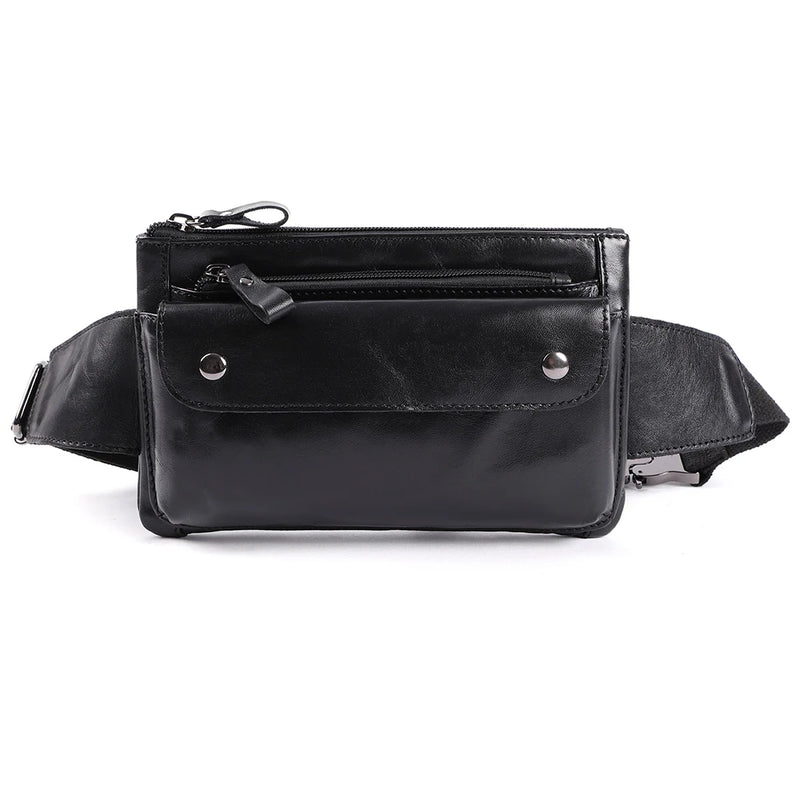 JOYIR Cow Leather Men Waist Bag Vintage Small Fanny Pack Male Belt Pouch Bag Casual Cell Phone Chest Bag for Travel Running -22