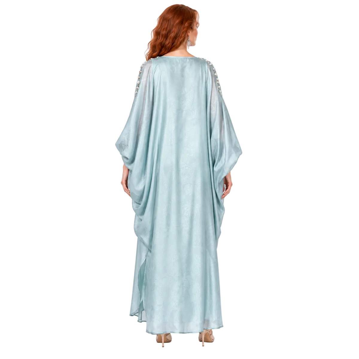 Ice Blue Embellished Elegant Lebaran Kaftan-4