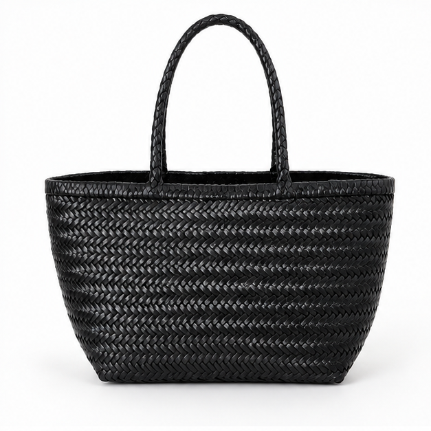 Black Woven Structured Everyday Carry Tote-4