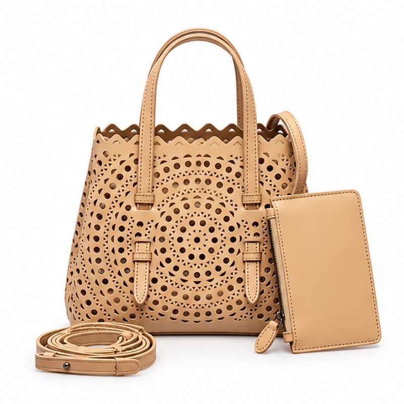 Elegant Laser Cut Tote Handbag Set-4