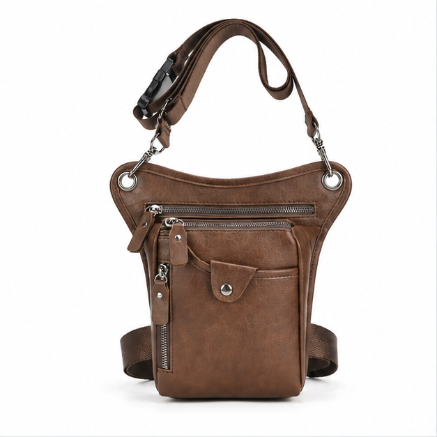 Dark Brown Multi-Pocket Crossbody Sling Bag-4