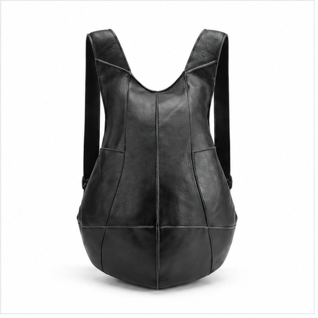 Sleek Black Leather Everyday Backpack Bag-4