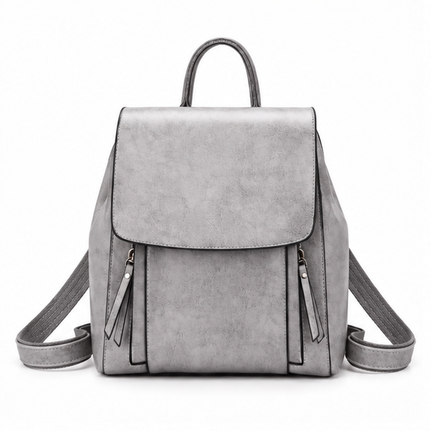 Elegant Grey Adjustable Flap Backpack Bag-4
