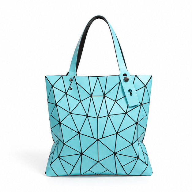 Aqua Geometric Mosaic Everyday Tote Bag-4