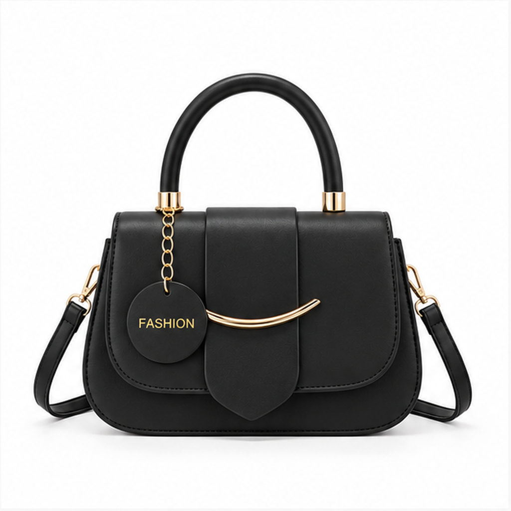 Elegant Black Structured Top Handle Handbag-4