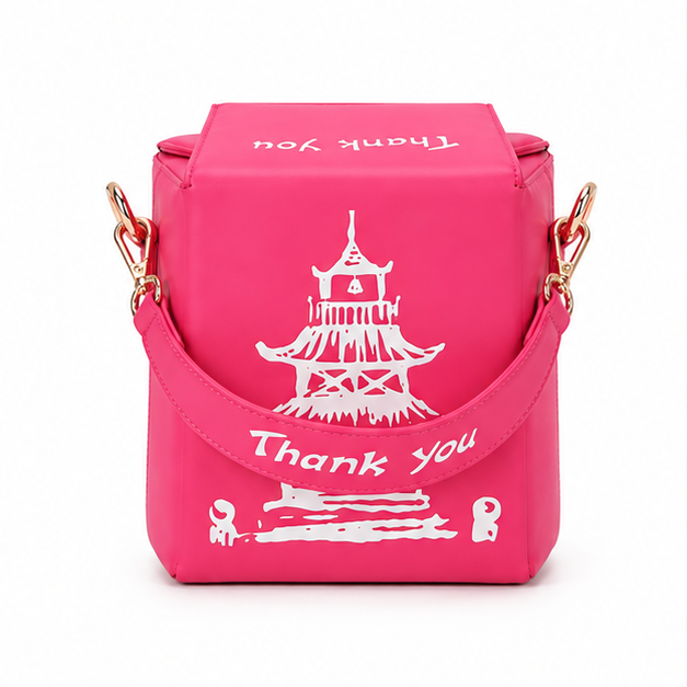 Pink Pagoda Print Box Shoulder Bag-5