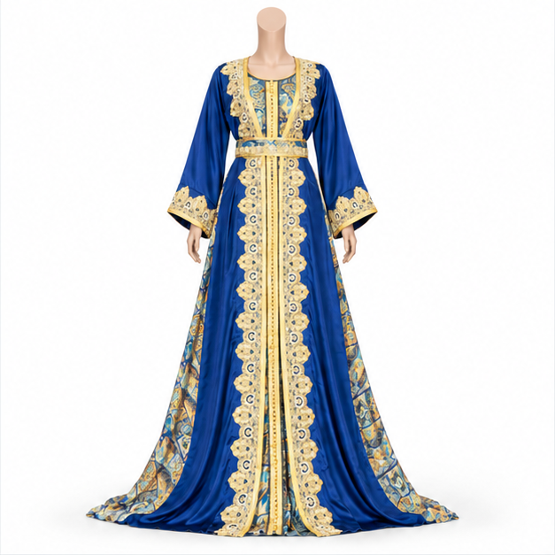 Royal Blue Embroidered Luxury Women’s Kaftan-1