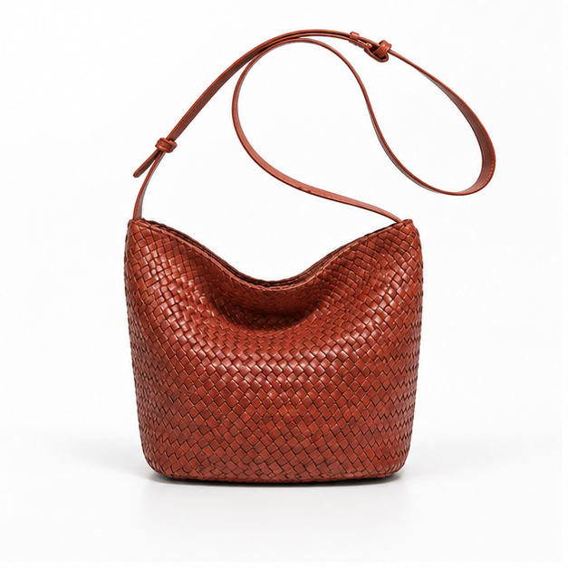 Woven Leather Slouchy Shoulder Hobo Bag-4