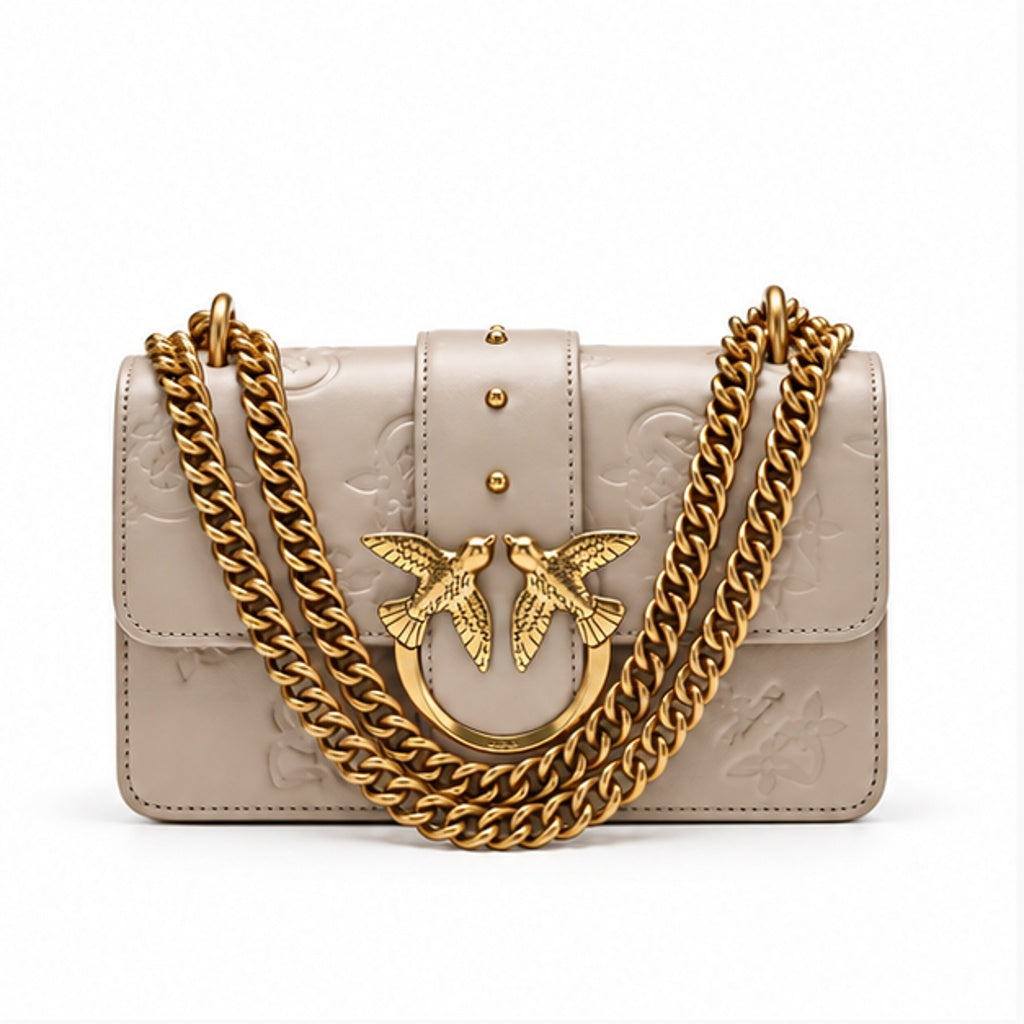 Elegant Apricot Bird Chain Shoulder Bag-4