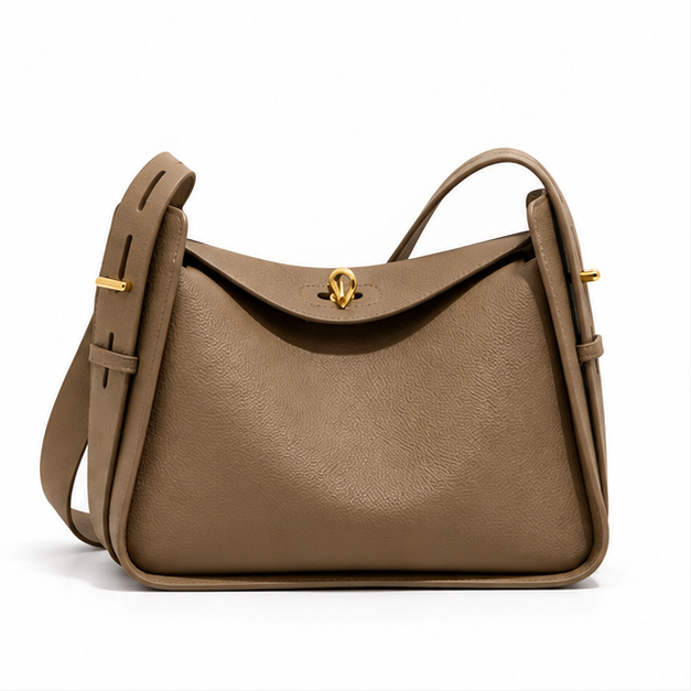 Elephant Grey Pebbled Leather Shoulder Bag-4