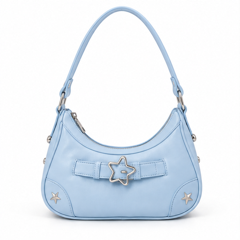 Light Blue Star Buckle Shoulder Bag-4