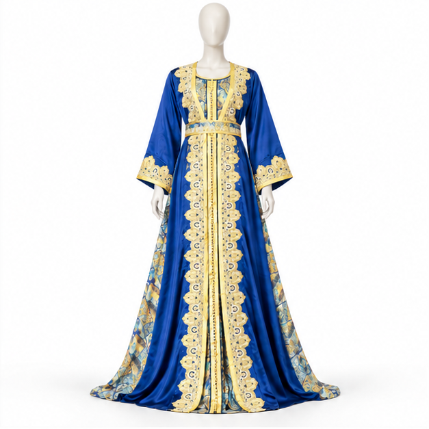 Royal Blue Embroidered Luxury Women’s Kaftan-1