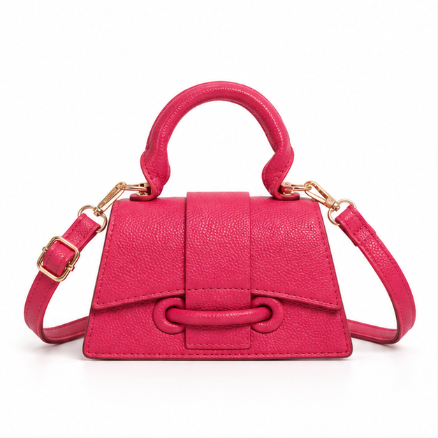 Rose Red Structured Mini Crossbody Handbag-4