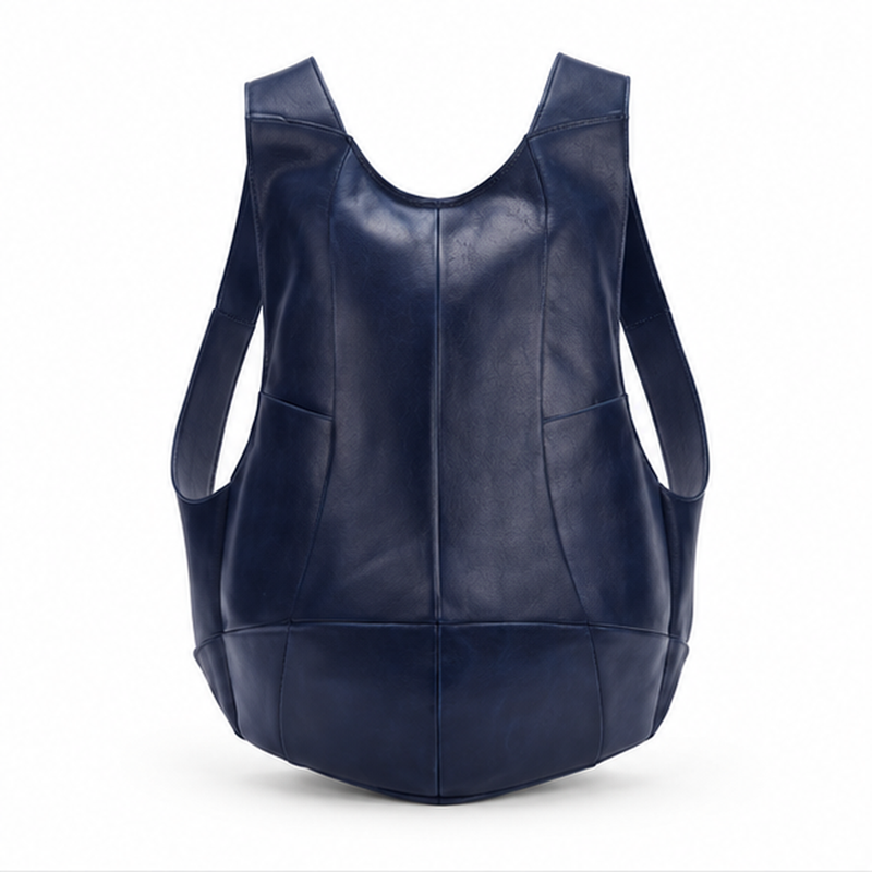 Royal Blue Soft Leather Everyday Backpack-4