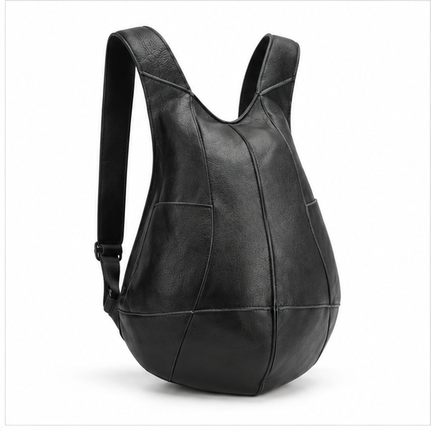 Sleek Black Leather Everyday Backpack Bag-1