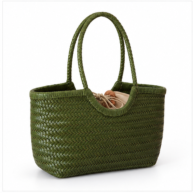 Olive Woven Everyday Carry Tote Bag-1