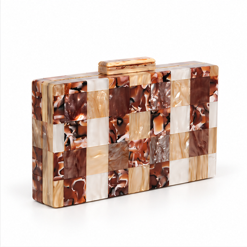 Marble Mosaic Structured Evening Clutch Bag-1