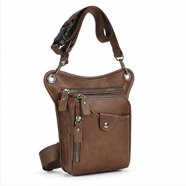 Dark Brown Multi-Pocket Crossbody Sling Bag-1