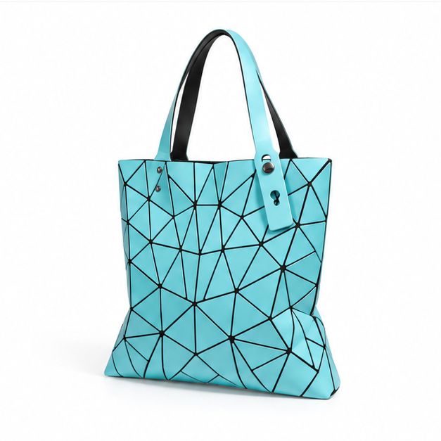 Aqua Geometric Mosaic Everyday Tote Bag-3