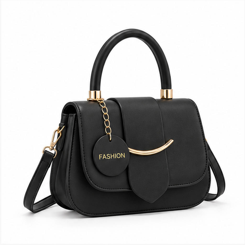 Elegant Black Structured Top Handle Handbag-1