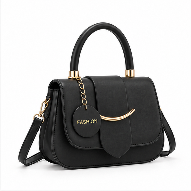 Elegant Black Structured Top Handle Handbag-1