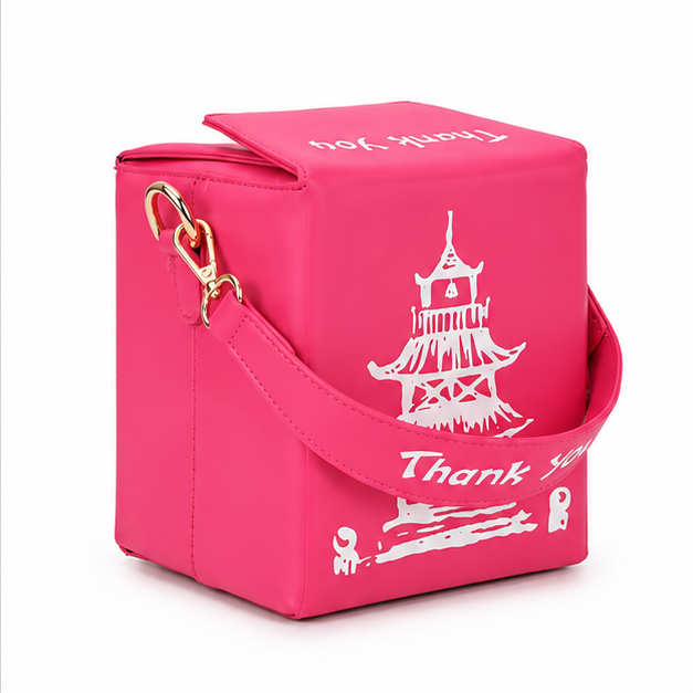 Pink Pagoda Print Box Shoulder Bag-1