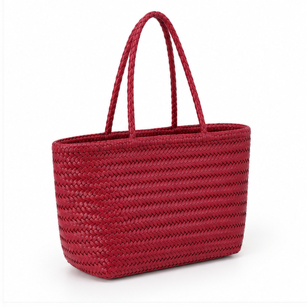 Burgundy Woven Everyday Structured Tote Bag-1