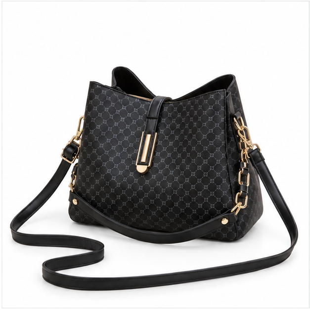 Elegant Monogram Black Shoulder Handbag Collection-3