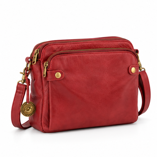 Vintage Red Leather Crossbody Shoulder Bag-1