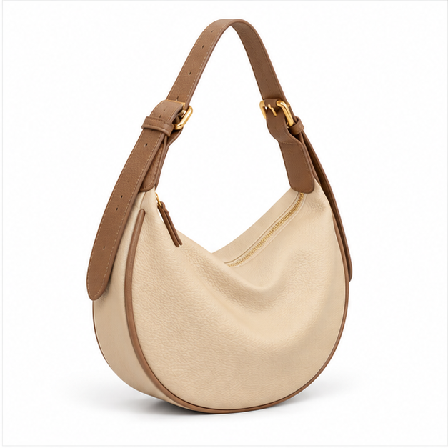 Khaki Crescent Hobo Shoulder Bag Handbag-1