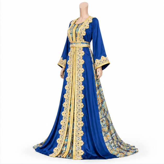 Royal Blue Embroidered Luxury Women’s Kaftan-2