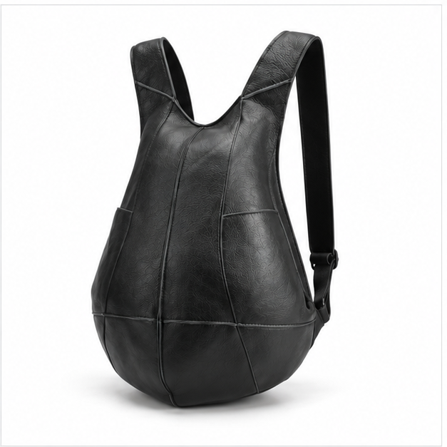 Sleek Black Leather Everyday Backpack Bag-3
