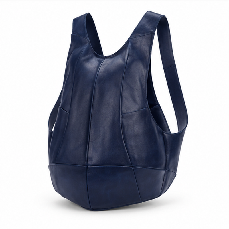 Royal Blue Soft Leather Everyday Backpack-3