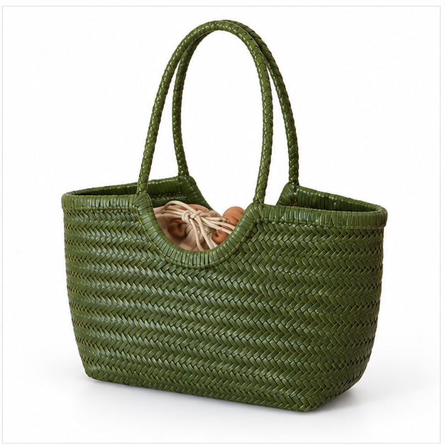 Olive Woven Everyday Carry Tote Bag-3