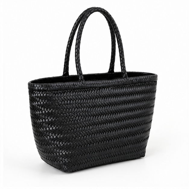 Black Woven Structured Everyday Carry Tote-1