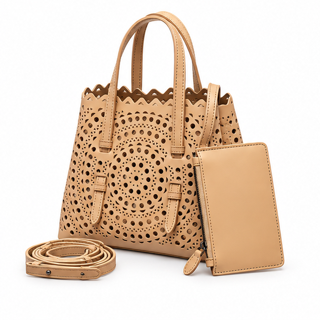 Elegant Laser Cut Tote Handbag Set-3