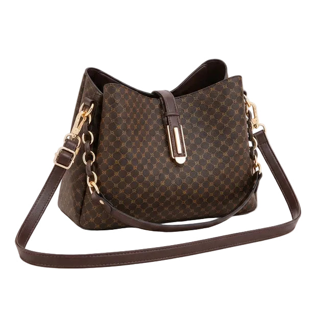 Elegant Coffee Monogram Crossbody Handbag