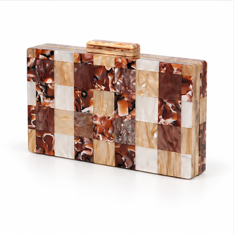 Marble Mosaic Structured Evening Clutch Bag-3