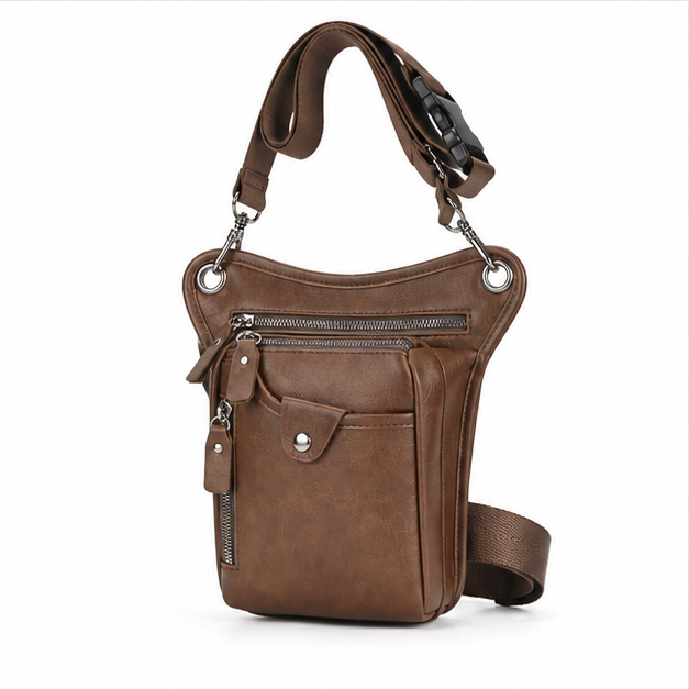 Dark Brown Multi-Pocket Crossbody Sling Bag-3