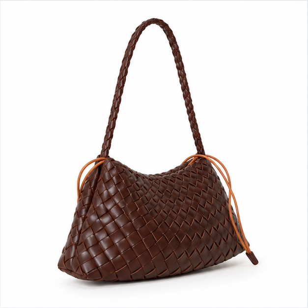 Woven Chocolate Brown Braided Shoulder Bag-1