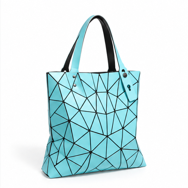 Aqua Geometric Mosaic Everyday Tote Bag-1
