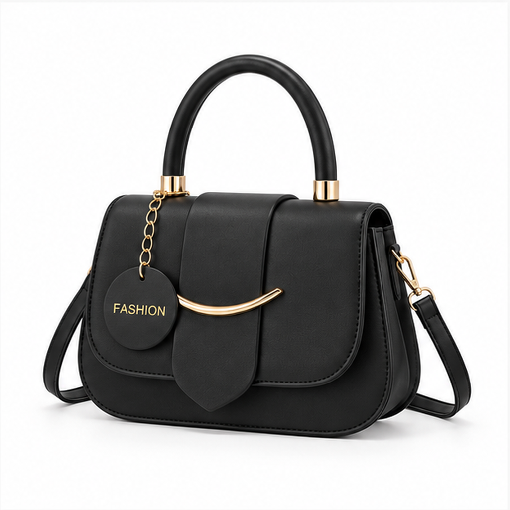 Elegant Black Structured Top Handle Handbag-3