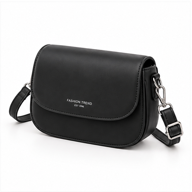 Elegant Black Saddle Crossbody Shoulder Bag-3