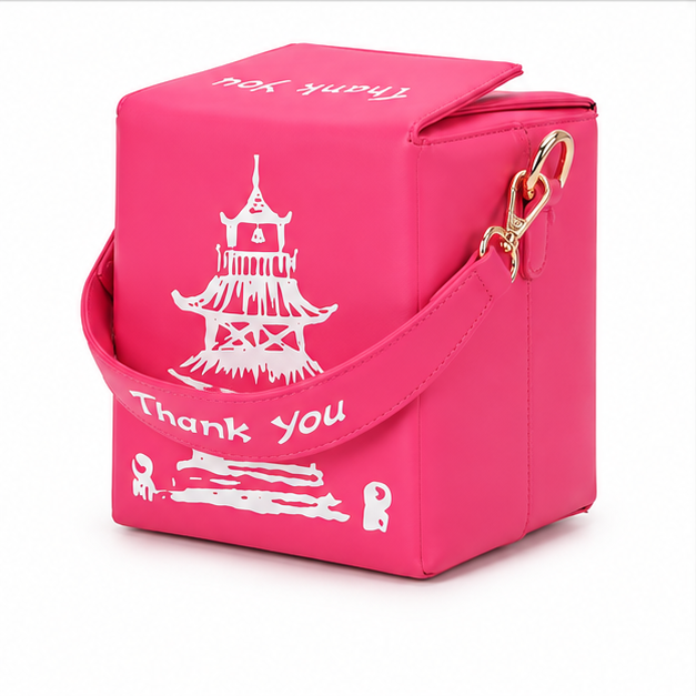 Pink Pagoda Print Box Shoulder Bag-4