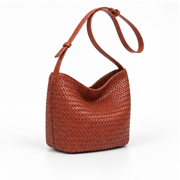 Woven Leather Slouchy Shoulder Hobo Bag-1