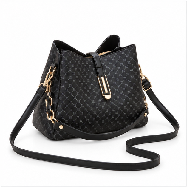 Elegant Monogram Black Shoulder Handbag Collection-1